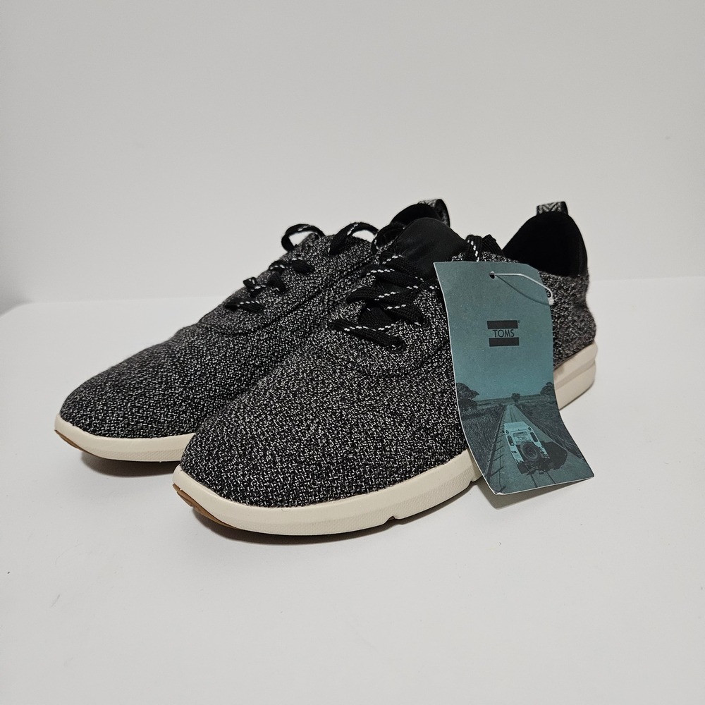 Toms Wmn Cabrillo Lace Up Sneakers Womens 6.5 Black Comfort Walking Casual